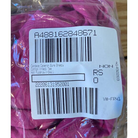 NEW Candace Cameron Bure Breezy Cotton V Neck Tee Size XS Women’s Fuchsia - Picture 7 of 7